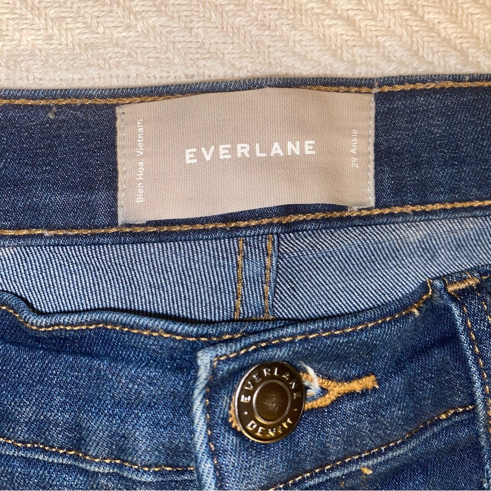 Everlane Womens Mid Rise Dark Blue Wash Skinny Leg Ankle Jean Size  29